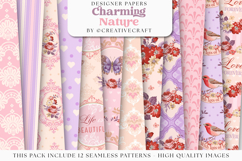Garden Seamless Pattern, flowers roses digital papers Product Image 2