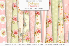 Garden Seamless Pattern, flowers roses digital papers Product Image 1