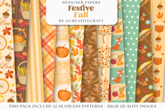 Fall Autumn Seamless Pattern, fall autumn digital papers Product Image 2