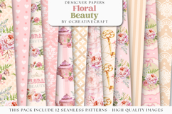 Floral Seamless Pattern, flowers roses digital paper graphic Product Image 2