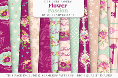 Floral Seamless Pattern, flowers roses digital paper graphic Product Image 1