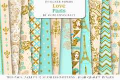 Love Paris Seamless Pattern, fashion chic digital paper Product Image 1
