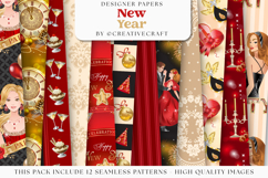 New Year Seamless Pattern, new year digital paper graphic Product Image 1