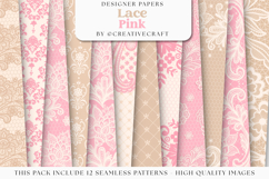 Lace Pink Seamless Pattern, lace pink digital paper graphics Product Image 2