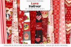 Valentine Day Seamless Pattern, valentine love digital paper Product Image 2