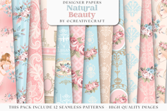 Floral Seamless Pattern, flowers roses digital paper graphic Product Image 1