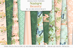 Garden Seamless Pattern, flowers roses digital papers Product Image 1