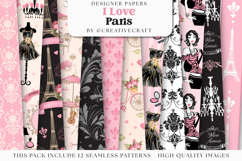 Love Paris Seamless Pattern, fashion chic digital paper Product Image 2