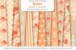 Floral Seamless Pattern, flowers roses digital paper graphic Product Image 1