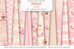 Floral Seamless Pattern, flowers roses digital paper graphic Product Image 1