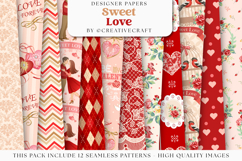 Valentine Day Seamless Pattern, valentine love digital paper Product Image 2