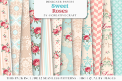 Floral Seamless Pattern, flowers roses digital paper graphic Product Image 1