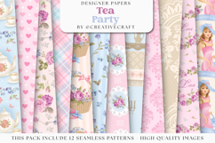 Tea Time Seamless Pattern, tea party digital papers graphics Product Image 2