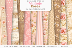 Floral Seamless Pattern, flowers roses digital paper graphic Product Image 1