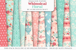 Floral Seamless Pattern, flowers roses digital paper graphic Product Image 1