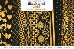 Black Gold Seamless Patterns, black gold digital papers Product Image 1