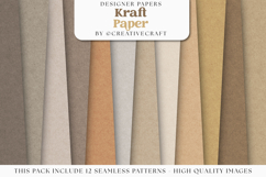 Kraft Paper Seamless Patterns, kraft textures digital papers Product Image 2