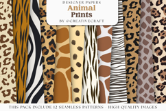Animal Prints Seamless Patterns, animal skins digital papers Product Image 1