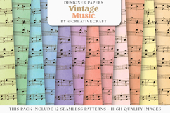 Music Vintage Seamless Patterns, old music digital papers Product Image 2