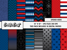 Spider Hero Digital Papers. scrapbooking backgrounds designs Product Image 2