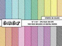 Colors Stripes Digital Papers, scrapbook backgrounds designs Product Image 2