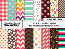 Sugar and Candy Digital Papers, scrapbook background designs Product Image 2