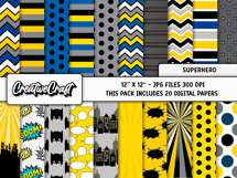 Bat Superhero Digital Papers, scrapbook backgrounds designs Product Image 2