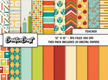 Teacher Digital Papers, school scrapbook backgrounds designs Product Image 2