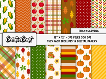 Thanksgiving Digital Paper and Clipart png, autumn clipart Product Image 2