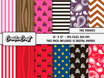 The Pirates Digital Papers, scrapbooking backgrounds designs Product Image 2