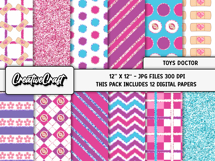 Purple Toys Doctor Digital Papers, scrapbook papers designs Product Image 2