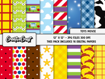 Toys Movie Digital Papers, scrapbooking backgrounds designs Product Image 2