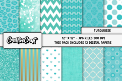 Turquoise Digital Paper, turquoise digital scrapbook design Product Image 2