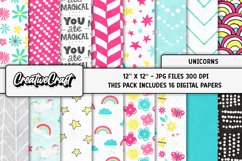Unicorns Digital Papers, scrapbooking backgrounds designs Product Image 1