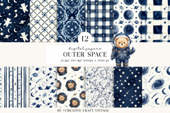 Outer Space Digital Papers, watercolor illustrations, design Product Image 1