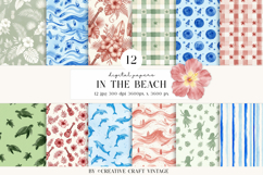Summer Digital Paper, watercolor illustrations, backgrounds Product Image 2