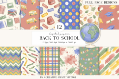 Back To School Digital Papers, watercolor scrapbook designs Product Image 2