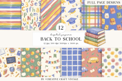 Back To School Digital Papers, watercolor scrapbook designs Product Image 1