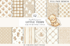 Teddy Bear Digital Papers, watercolor baby shower, boho Product Image 1