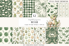Cute Dinosaur Digital Papers, watercolor birthday designs Product Image 1