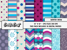 Winter Snowflake Digital Papers, scrapbooking papers designs Product Image 2