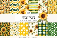 Sunflowers Seamless Patterns, digital papers, watercolor Product Image 2