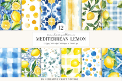 Mediterranean Lemon Seamless Patterns Watercolor Papers Product Image 2