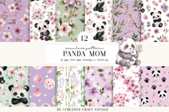 Panda Mom Seamless Patterns, cherry blossom digital papers Product Image 2