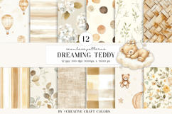 Teddy Bear Seamless Patterns, watercolor baby shower, boho Product Image 1