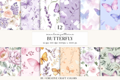 Butterfly Watercolor Seamless Patterns, Digital Papers Product Image 2