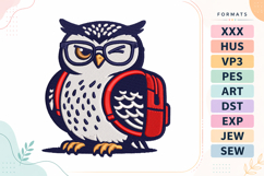 Wise Owl Back To School Embroidery Design Product Image 1