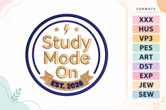 Study Mode On Back To School Embroidery Design Product Image 1