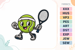 Cute Tennis Ball Player Sports Embroidery Design Product Image 1