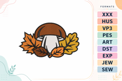 Autumn Mushroom Leaves Embroidery Design Product Image 1